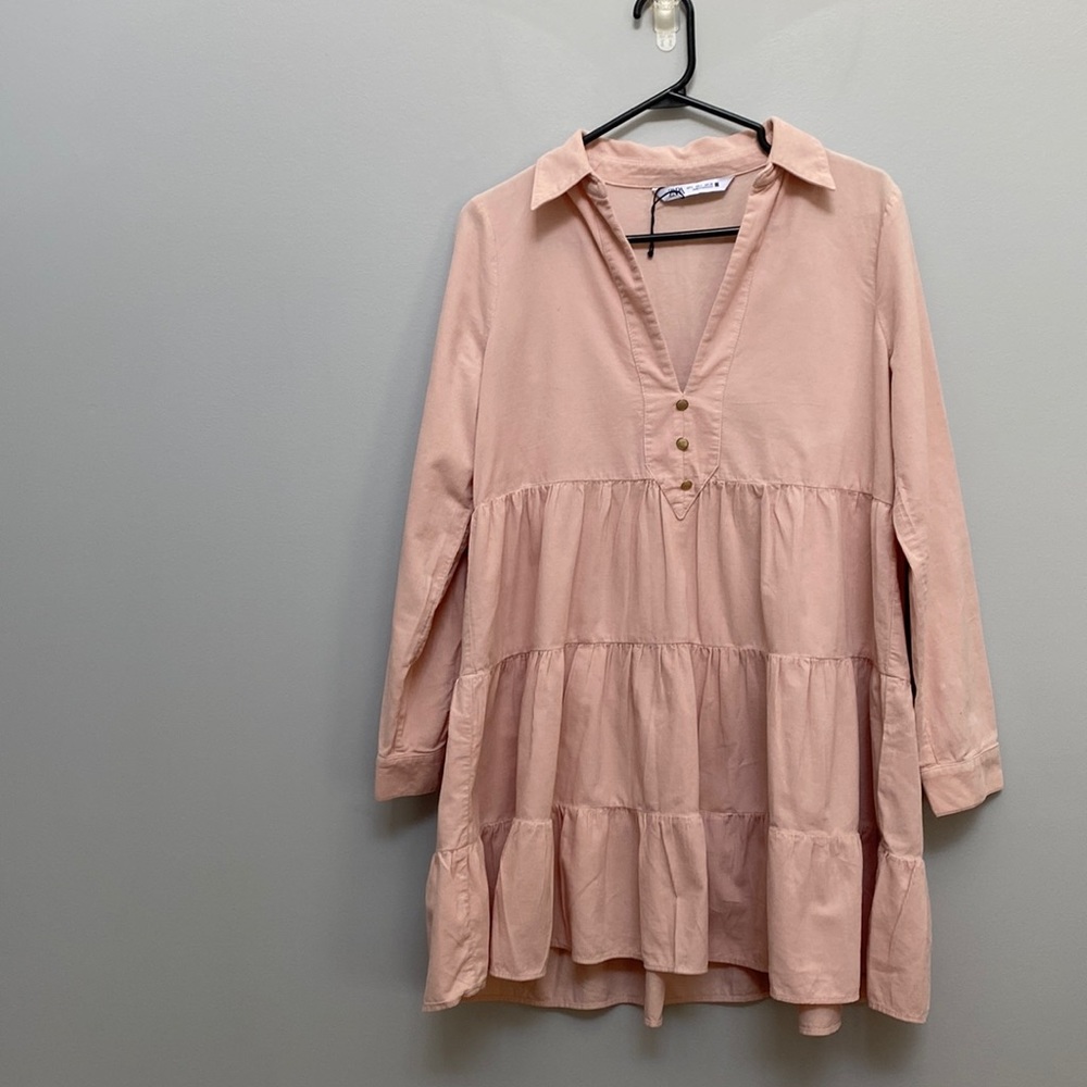 ❗️SOLD❗️Zara Babydoll Corduroy Dress Size S - Picture 4 of 8
